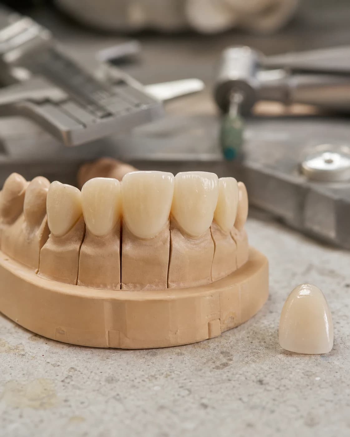 Coronas provisionales de alta estética sobre un modelo de laboratorio